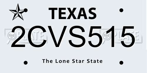 2CVS515 Texas License Plate