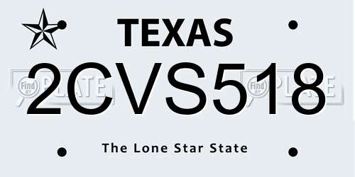 2CVS518 Texas License Plate