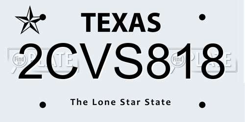 2CVS818 Texas License Plate