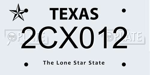 2CX012 Texas License Plate