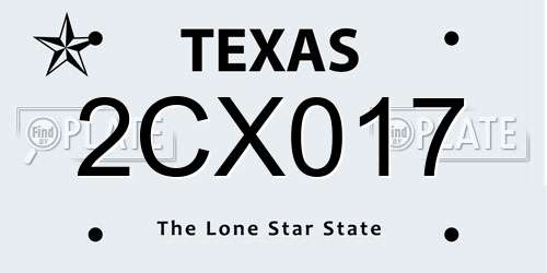 2CX017 Texas License Plate