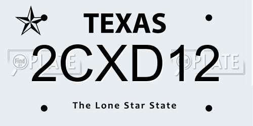 2CXD12 Texas License Plate
