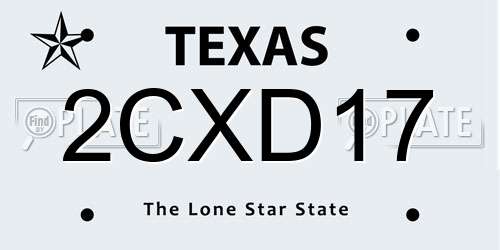 2CXD17 Texas License Plate