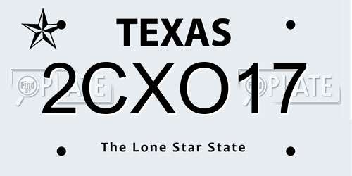 2CXO17 Texas License Plate
