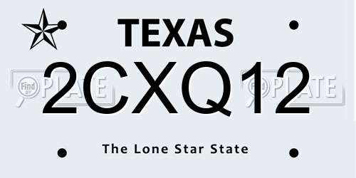 2CXQ12 Texas License Plate