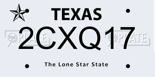 2CXQ17 Texas License Plate