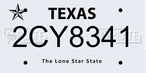 2CY8341 Texas License Plate