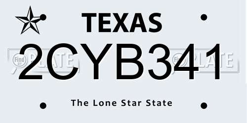 2CYB341 Texas License Plate