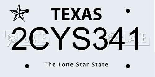 2CYS341 Texas License Plate