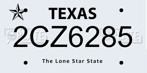 2CZ6285 Texas License Plate