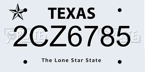 2CZ6785 Texas License Plate