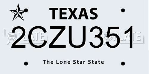 2CZU351 Texas License Plate