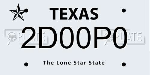 2D00P0 Texas License Plate