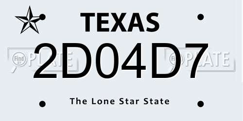 2D04D7 Texas License Plate