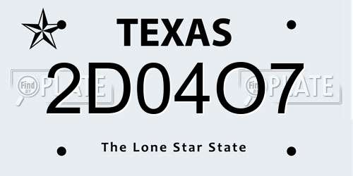 2D04O7 Texas License Plate