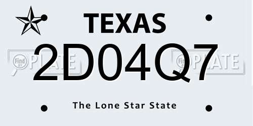 2D04Q7 Texas License Plate