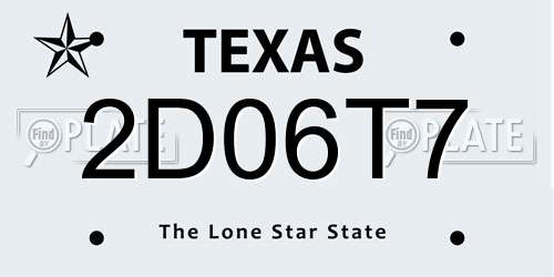 2D06T7 Texas License Plate