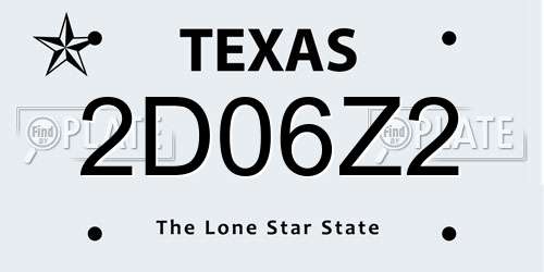 2D06Z2 Texas License Plate