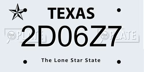 2D06Z7 Texas License Plate