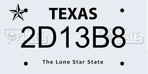 2D13B8 Texas License Plate