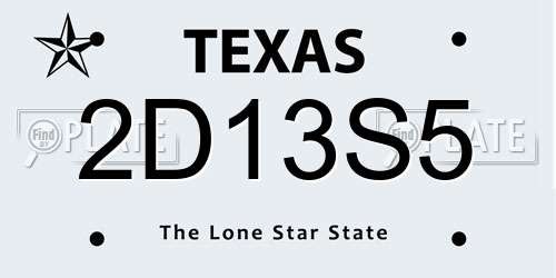 2D13S5 Texas License Plate