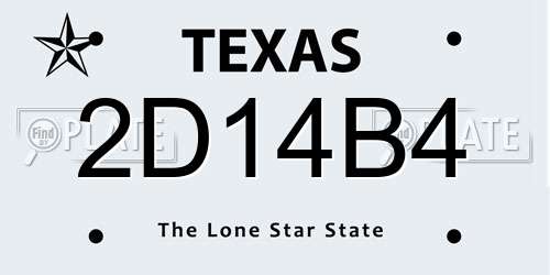 2D14B4 Texas License Plate