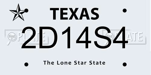 2D14S4 Texas License Plate