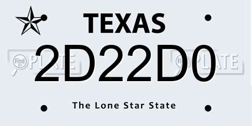 2D22D0 Texas License Plate
