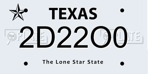 2D22O0 Texas License Plate