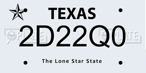 2D22Q0 Texas License Plate