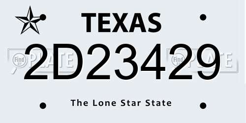 2D23429 Texas License Plate