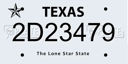 2D23479 Texas License Plate