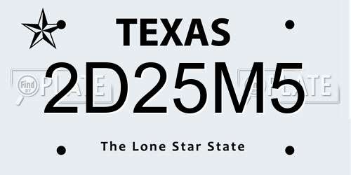 2D25M5 Texas License Plate