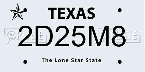 2D25M8 Texas License Plate