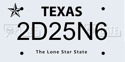 2D25N6 Texas License Plate