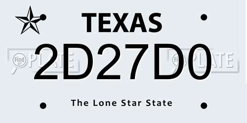 2D27D0 Texas License Plate