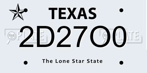 2D27O0 Texas License Plate