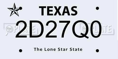 2D27Q0 Texas License Plate