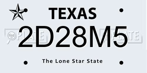 2D28M5 Texas License Plate