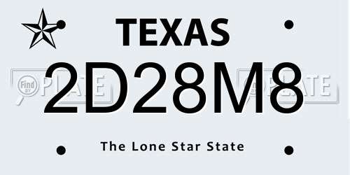 2D28M8 Texas License Plate