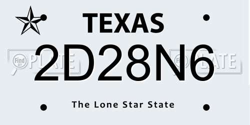2D28N6 Texas License Plate