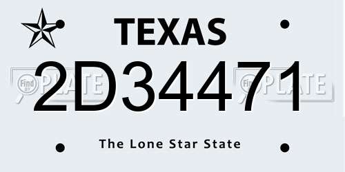 2D34471 Texas License Plate