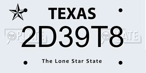 2D39T8 Texas License Plate