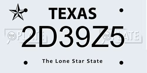 2D39Z5 Texas License Plate