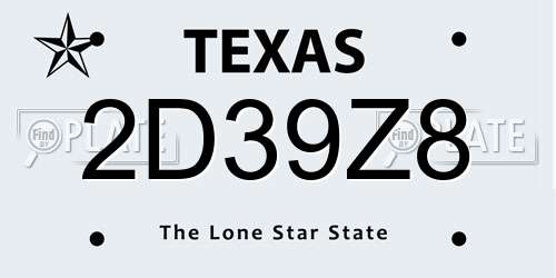 2D39Z8 Texas License Plate