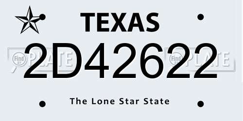 2D42622 Texas License Plate