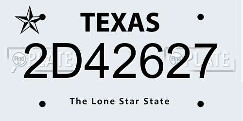 2D42627 Texas License Plate