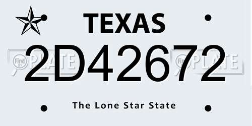 2D42672 Texas License Plate
