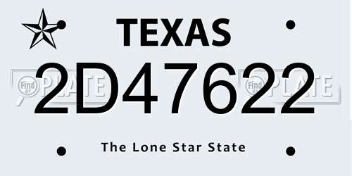2D47622 Texas License Plate
