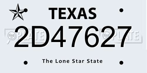 2D47627 Texas License Plate